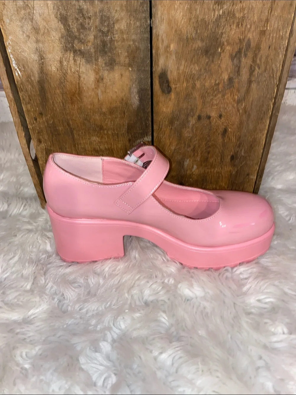 KOI Pink Patent Mary Jane Platform Heels